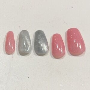 Pink and Silver Press-On Nails